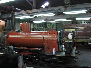 The boiler from Palmerston in the works - the saddle tank is on a wagon behind